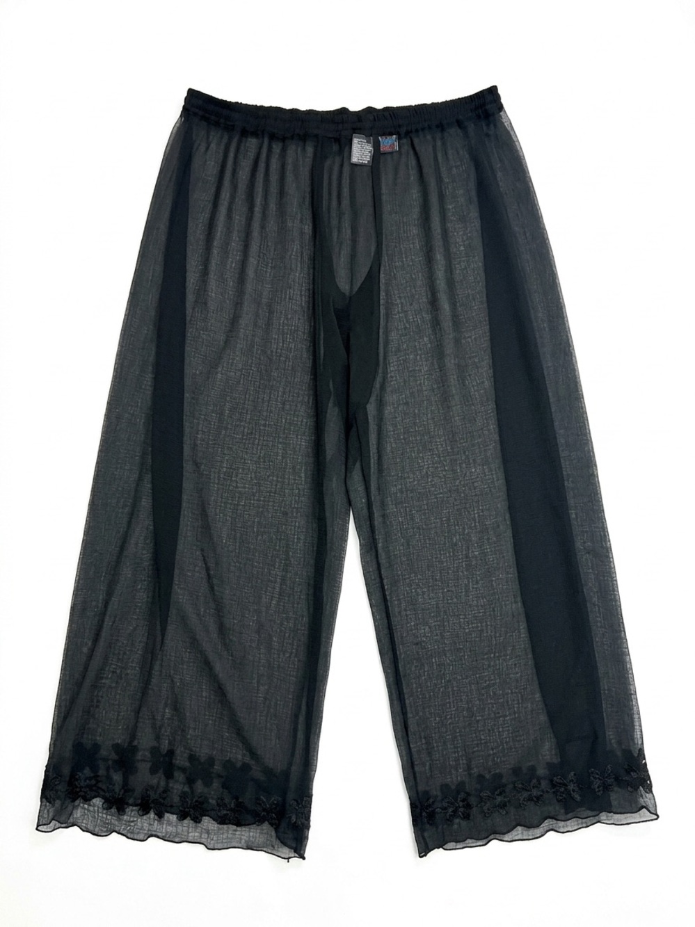 Sand N Sun Sheer Wide-Leg Beach Cover Up Pants Black Women's Plus Size 3X